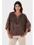 Via Dante Oversize V Yaka Pul Dantel Detaylı Bluz Bayan Bluz 690822 1