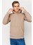 Erkek Camel Kapşonlu Sweatshirt 4
