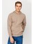 Erkek Camel Kapşonlu Sweatshirt 5