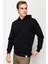 Erkek Siyah Kapşonlu Sweatshirt 2