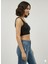 Kadın Taş Detaylı Şık Siyah Crop Top – Esnek Kumaş, Rahat Form, Işıltılı Büstiyer 2