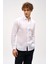Beyaz Dynamic Fit Düğmeli Yaka Düz Uzun Kollu Cepsiz %100 Keten Gömlek 1