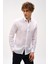 Beyaz Dynamic Fit Düğmeli Yaka Düz Uzun Kollu Cepsiz %100 Keten Gömlek 3