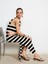 Yeni Sezon V Yaka Çizgili Kadın Triko Elbise 1