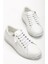 Kadın Beyaz Hakiki Deri Yandan Fermuarlı Bağcıklı Spor Ayakkabı 2