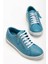 Kadın Mavi Hakiki Deri Delikli Spor Ayakkabı 1
