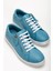Kadın Mavi Hakiki Deri Delikli Spor Ayakkabı 2