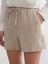 Yeni Sezon Beli Lastikli %100 Keten Kadın Şort 3