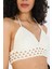 Örgü Kroşe Sırt Bağlamalı Krem Şık Kadın Örme Kuplu Bralet Büstiyer 1