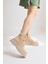 Kadın Postal Bot Bağcıklı Yandan Fermuarlı Nude Termo Kaymaz Taban 1