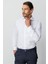 Beyaz Slim Fit Dar Kalıp Klasik Yaka Düz Uzun Kollu Cepsiz %100 Pamuk Gömlek 3