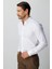 Beyaz Slim Fit Dar Kalıp Klasik Yaka Düz Uzun Kollu Cepsiz %100 Pamuk Gömlek 2