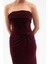 Kadın Bordo Straplez Yaka Düğüm Detay Uzun Abiye Elbise 4