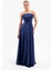 Kadın Lacivert Degaje Yaka Uzun Straplez Abiye 2