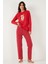 Pamuklu Regular Fit Baskılı Bisiklet Yaka Pijama Takımı Bayan Pijama Takımı 65723313 4