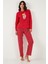 Pamuklu Regular Fit Baskılı Bisiklet Yaka Pijama Takımı Bayan Pijama Takımı 65723313 6