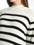 Yeni Sezon Dik Yaka Çizgili Oversize Kadın Triko Tunik 3