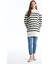 Yeni Sezon Dik Yaka Çizgili Oversize Kadın Triko Tunik 2
