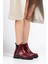 Bordo Kırışık Rugan Taş Aksesuarlı Lastikli Günlük Kadın Bot 5