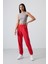 Kırmızı Cepli Yüksek Bel Rahat Form Lastik Paça Kadın Eşofman Alt - 94583 6