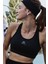 Siyah Çapraz Sırt Detaylı Slim Fit U Yaka Pedli Kadın Spor Büstiyer - 97121 9