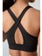 Siyah Çapraz Sırt Detaylı Slim Fit U Yaka Pedli Kadın Spor Büstiyer - 97121 11