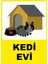 Kedi Evi Pvc Yapışkan Baskı Uyarı Etiket Sticker 12.5X17.5 1