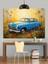 Mavi Klasik Amerikan Araba Dekoratif Kanvas - Mdf Ahşap Tablo 1