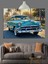 Vintage Mavi Araba Yan Dekoratif Kanvas - Mdf Ahşap Tablo 1