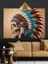Tüylü Kızılderili Kafatası Figürü Dekoratif Kanvas - Mdf Ahşap Tablo 4