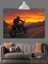 Motosikletli Yolcu Gün Batımına Gidiyor Dekoratif Kanvas - Mdf Ahşap Tablo 5