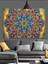 Mandala Geometrik Desenler Renkli Dekoratif Kanvas - Mdf Ahşap Tablo 3