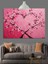 Pembe Çiçekli Kalp Şekli Dekoratif Kanvas - Mdf Ahşap Tablo 3
