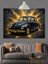 Siyah Klasik Araba Şehir Dekoratif Kanvas - Mdf Ahşap Tablo 4