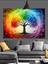 Gökkuşağı Renkli Hayat Ağacı Dekoratif Kanvas - Mdf Ahşap Tablo 1