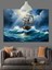 Okyanusta Yelkenli Gemi ve Fırtına Dekoratif Kanvas - Mdf Ahşap Tablo 2