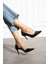 Mat Siyah Vegan Deri Stiletto – 7 cm Ince Topuklu Rahat Günlük Ofis Ayakkabısı 2
