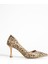 Leopar Desen Parlak Rugan 7cm Topuk Sivri Burun Kadın Stiletto Şık Günlük ve Abiye Ayakkabı 5