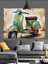 Retro Scooter Yeşil Vespa Dekoratif Kanvas - Mdf Ahşap Tablo 3
