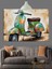 Retro Scooter Yeşil Vespa Dekoratif Kanvas - Mdf Ahşap Tablo 4