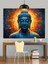 Mavi Buda Heykeli Işık Yüzü Dekoratif Kanvas - Mdf Ahşap Tablo 4