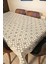 Dantel Görünümlü Üstü Şeffaf Kaplı Muşamba Masa Örtüsü -Krem Renk-Farklı Ölçülerde-Pptsn 1