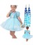 Prenses Elsaa Karlar Ülkesi Mavi Payetli Kabarık Elbise + 2 Adet Mavi Simli Bubble Saç Seti 1