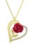 925 Ayar ​gümüş Gold Kalpli Kırmızı Gül Kadın Gümüş Kolye 1