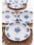 Vintage Flowers Blue 19 cm 6’lı Porselen Pasta Tabağı Seti 3