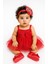 Kırmızı Tüllü Baby Yazılı Kız Bebek Saç Bandı ve Bez Patik Ayakkabı Seti 0-3 Ay 2
