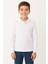 Çocuk Unisex Uzun Kollu Polo Yaka Tshirt Beyaz Okul 10-13 Yaş 1