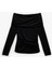 Slim Fit Drape Detaylı Uzun Kollu Omzu Açık Tişört 2