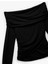Slim Fit Drape Detaylı Uzun Kollu Omzu Açık Tişört 3