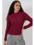 Kadın Bdart Dokulu Slim Fit Dik Yaka Bluz Bordo Kırmızı 1